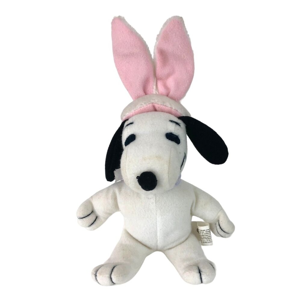 Peanuts Snoopy Easter Beagle Stuffed Plush Animal by Applause Pink Bunny Ears